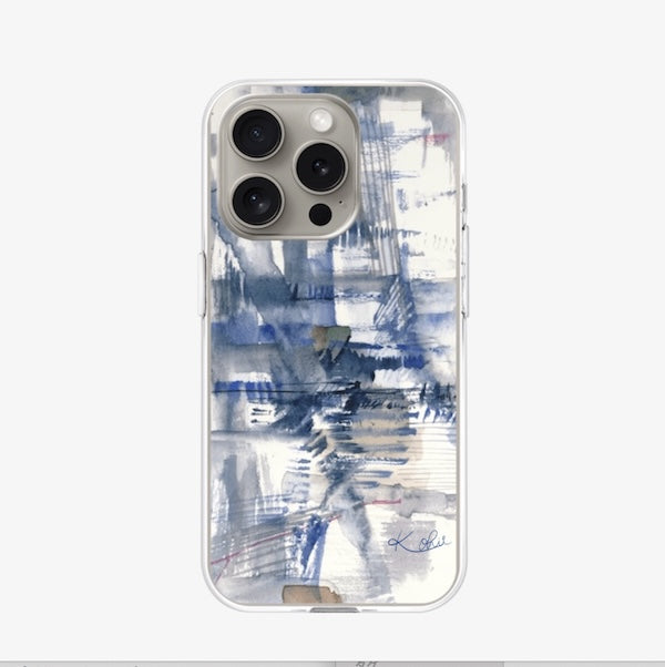 全機種対応 抽象アート柄スマホケース iPhone・Android対応 シティブルー｜現代的でスタイリッシュなデザイン 耐衝撃 Abstract City Blue | Kohii
