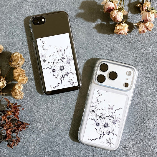 スマホ　インナーシート　1枚　花柄　Flowery Dance Navy　ミニ絵画　名刺サイズ　Kohii