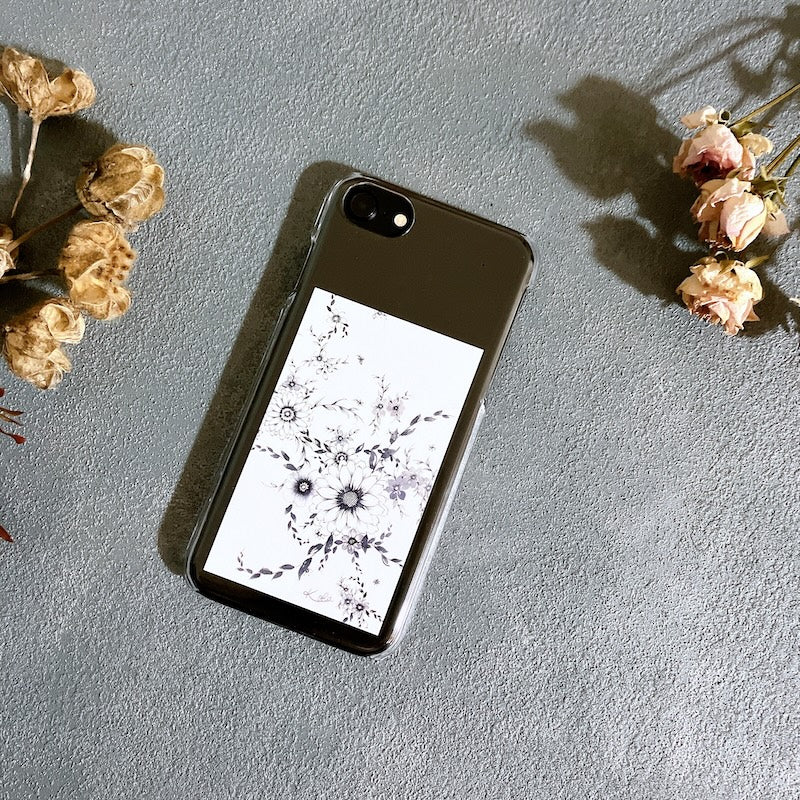 スマホ　インナーシート　1枚　花柄　Flowery Dance Navy　ミニ絵画　名刺サイズ　Kohii