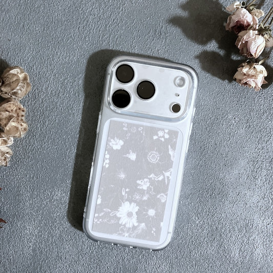 スマホ　インナーシート　1枚　花柄　Flowery Dance Gray　ミニ絵画　名刺サイズ　Kohii