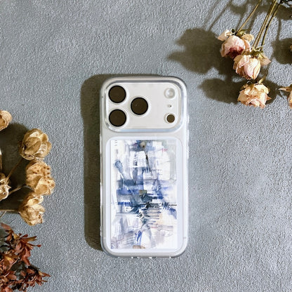スマホ　インナーシート　1枚　City Blue　抽象画　ミニ絵画　名刺サイズ　Kohii