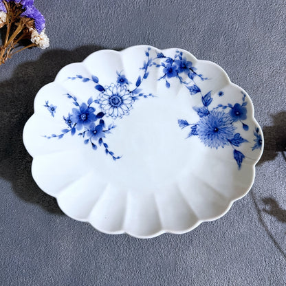 九谷焼　楕円皿　染付　花舞　菊　陶磁器　渡辺秀代【予約商品】