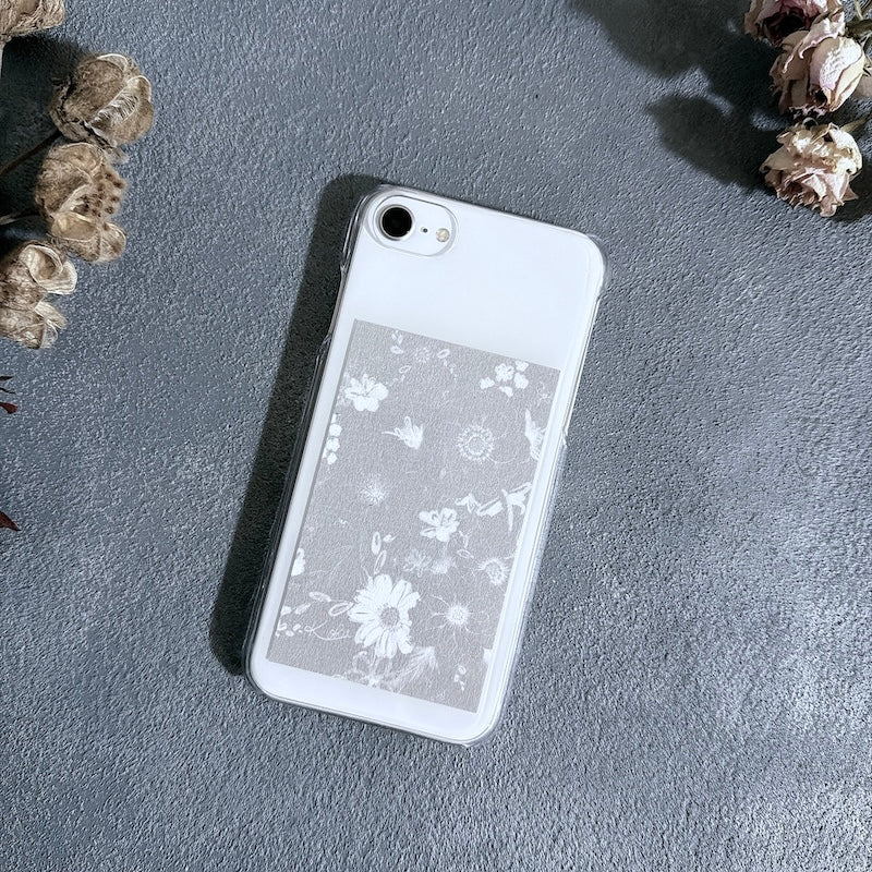 スマホ　インナーシート　1枚　花柄　Flowery Dance Gray　ミニ絵画　名刺サイズ　Kohii