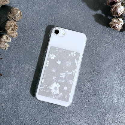 スマホ　インナーシート　1枚　花柄　Flowery Dance Gray　ミニ絵画　名刺サイズ　Kohii