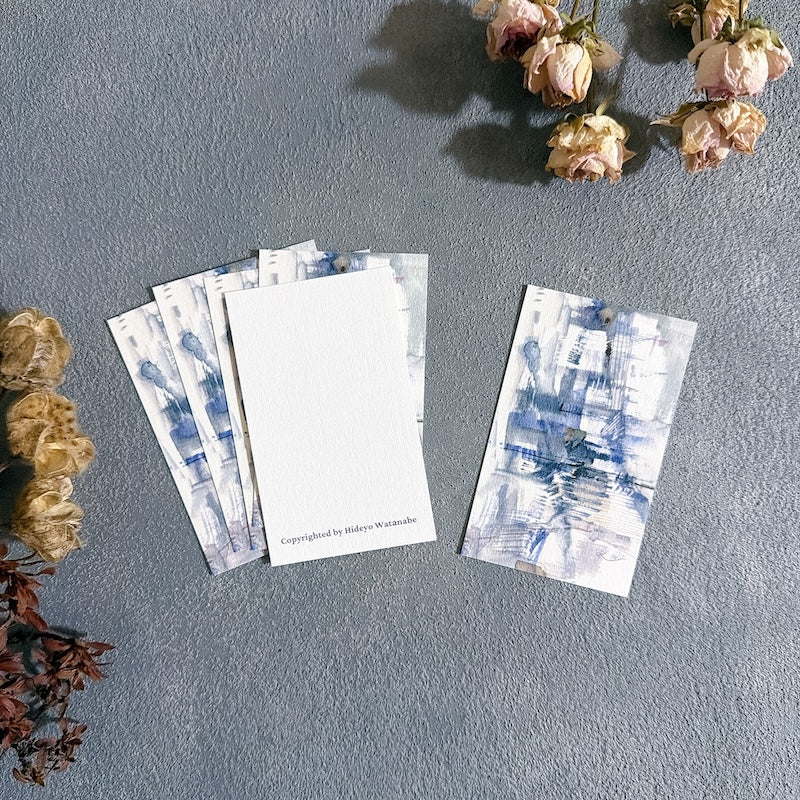 スマホ　インナーシート　1枚　City Blue　抽象画　ミニ絵画　名刺サイズ　Kohii