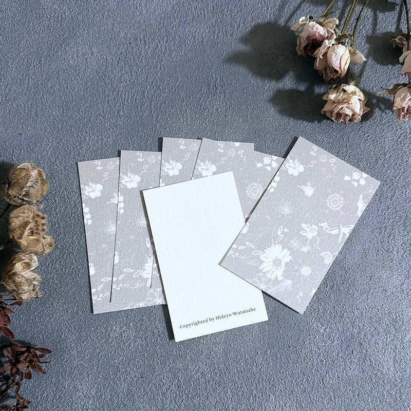 スマホ　インナーシート　1枚　花柄　Flowery Dance Gray　ミニ絵画　名刺サイズ　Kohii