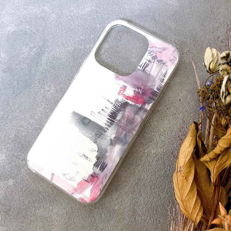全機種対応 抽象アート柄スマホケース iPhone・Android対応 シティピンク｜現代的でスタイリッシュなデザイン 耐衝撃 Abstract City Pink | Kohii