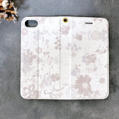 iPhoneケース 花柄手帳型スマホカバー ピンクグレージュ｜やわらかく大人可愛いデザイン 耐衝撃 Flowery Dance | Kohii