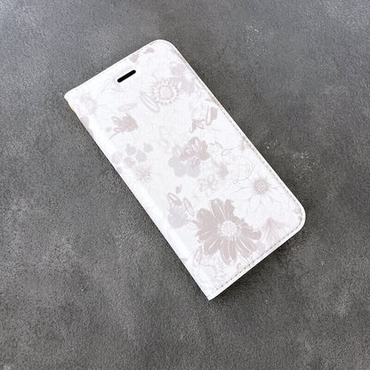iPhoneケース 花柄手帳型スマホカバー ピンクグレージュ｜やわらかく大人可愛いデザイン 耐衝撃 Flowery Dance | Kohii
