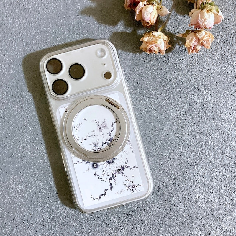 スマホ　インナーシート　1枚　花柄　Flowery Dance Navy　ミニ絵画　名刺サイズ　Kohii