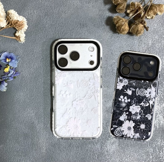 iPhone　スマホケース　 耐衝撃性　クッションテクノロジーカバー | Flowery Dance　ライトピンク