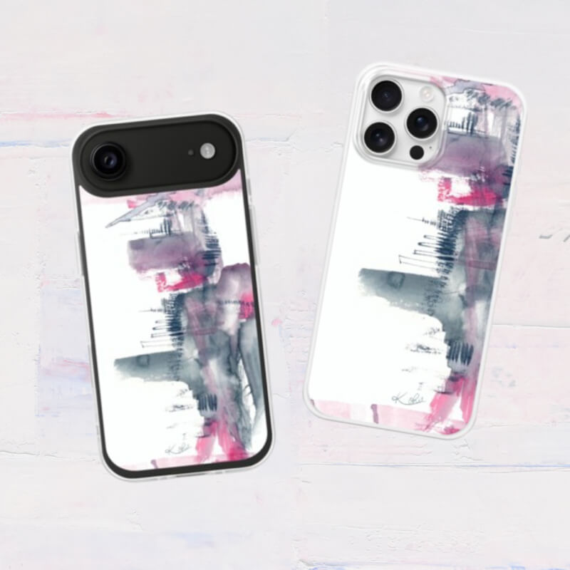 全機種対応 抽象アート柄スマホケース iPhone・Android対応 シティピンク｜現代的でスタイリッシュなデザイン 耐衝撃 Abstract City Pink | Kohii