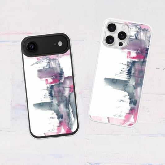 全機種対応 抽象アート柄スマホケース iPhone・Android対応 シティピンク｜現代的でスタイリッシュなデザイン 耐衝撃 Abstract City Pink | Kohii