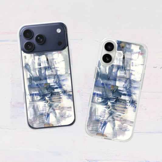 全機種対応 抽象アート柄スマホケース iPhone・Android対応 シティブルー｜現代的でスタイリッシュなデザイン 耐衝撃 Abstract City Blue | Kohii