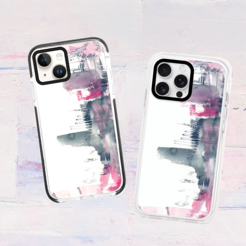 iPhoneケース 抽象柄スマホケース シティ ピンク｜現代的でスタイリッシュなデザイン 耐衝撃 Abstract City Pink | Kohii クッションカバー