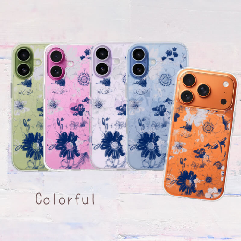 全機種対応 花柄クリアスマホケース iPhone・Android対応 ネイビー｜トラッドで落ち着きのあるデザイン 耐衝撃 Flowery Dance Navy | Kohii