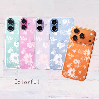 全機種対応 花柄クリアスマホケース iPhone・Android対応 ライトピンク｜やわらかく大人可愛いデザイン 耐衝撃 Flowery Dance Light Pink | Kohii