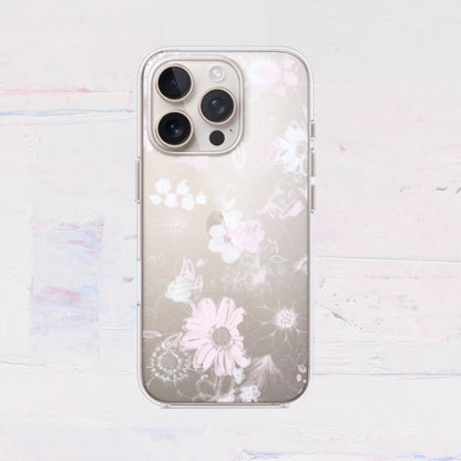 全機種対応 花柄クリアスマホケース iPhone・Android対応 ライトピンク｜やわらかく大人可愛いデザイン 耐衝撃 Flowery Dance Light Pink | Kohii