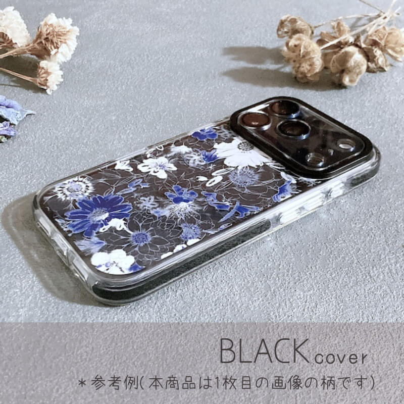 iPhoneケース 花柄クリアスマホケース ネイビー｜トラッドで落ち着きのあるデザイン 耐衝撃 Flowery Dance Navy | Kohii クッションカバー