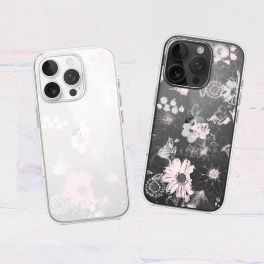 全機種対応 花柄クリアスマホケース iPhone・Android対応 ライトピンク｜やわらかく大人可愛いデザイン 耐衝撃 Flowery Dance Light Pink | Kohii