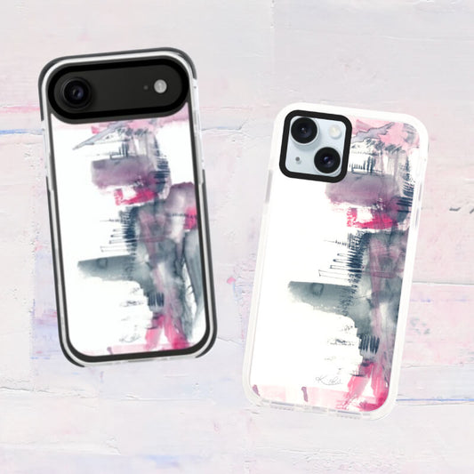 iPhoneケース 抽象柄スマホケース シティ ピンク｜現代的でスタイリッシュなデザイン 耐衝撃 Abstract City Pink | Kohii クッションカバー