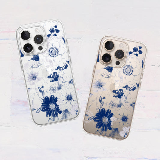 スマホ全機種対応　iPhone & Android　スマホケース　耐衝撃性　ハードケースカバー | Flowery Dance ネイビー